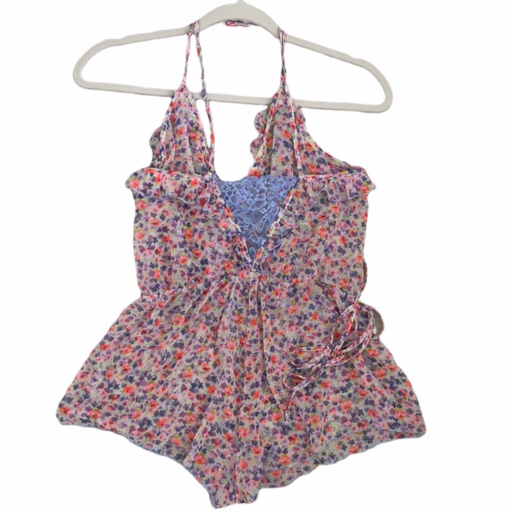 NWOT Victoria’s Secret Floral Chiffon Teddy Lingerie Romper